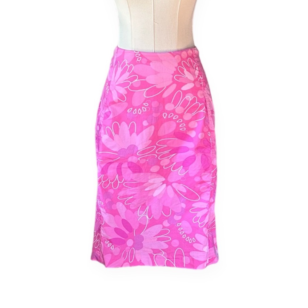 Vintage Y2K / 90s does 60s Pink Floral Patterned Skirt size women’s large 14